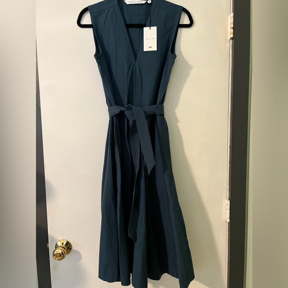 Uniqlo X Lemaire Blue sleeveless tie dress Small